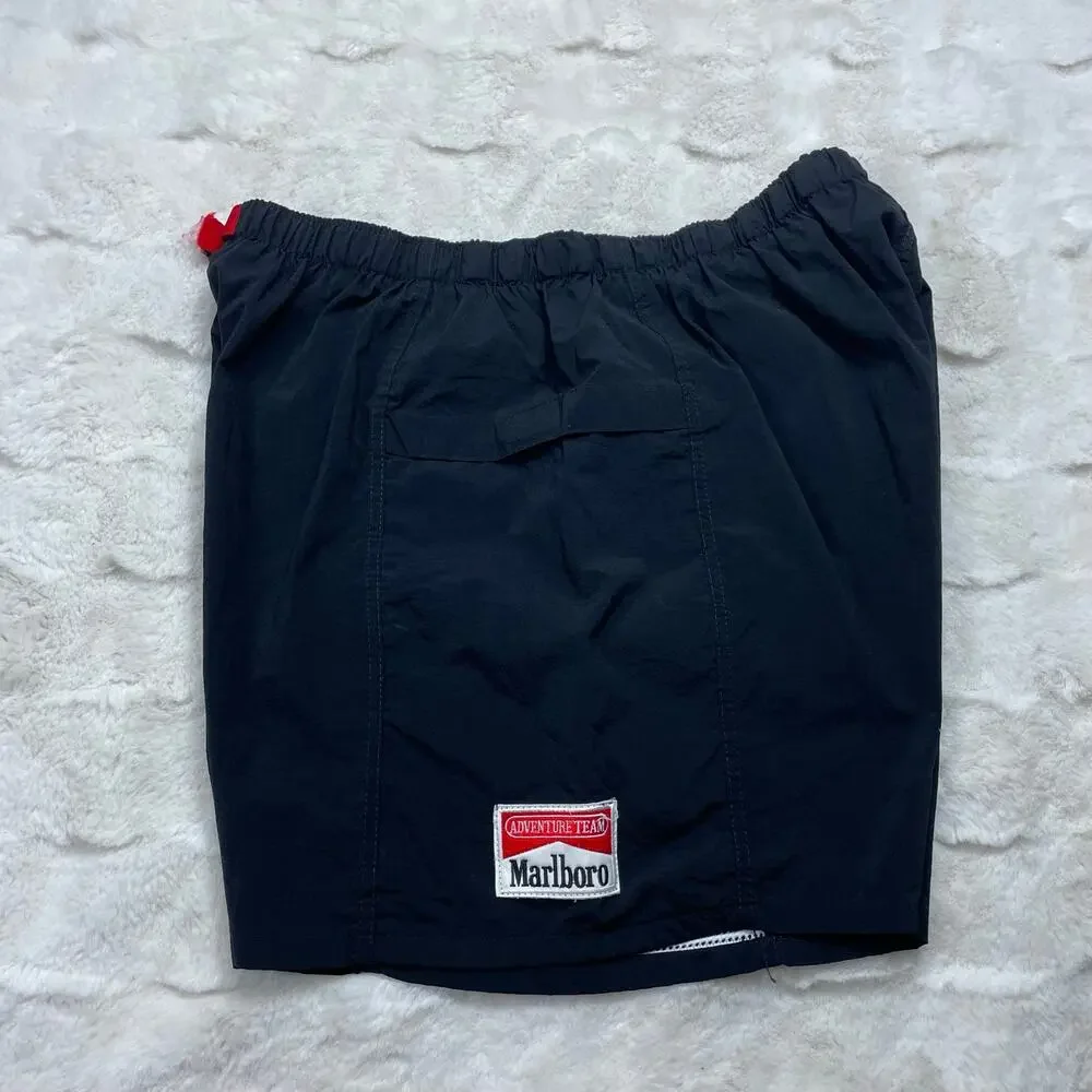 🔥Vintage Marlboro Swim Trunks Men’s Large Black Adventure Team Mesh Lined Beach